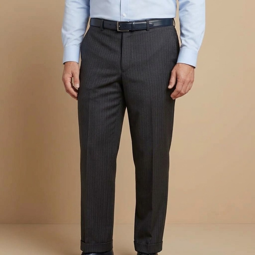 Jos. A. Bank Dress Pants Men 41R Charcoal Gray Wool Pinstripe EUC